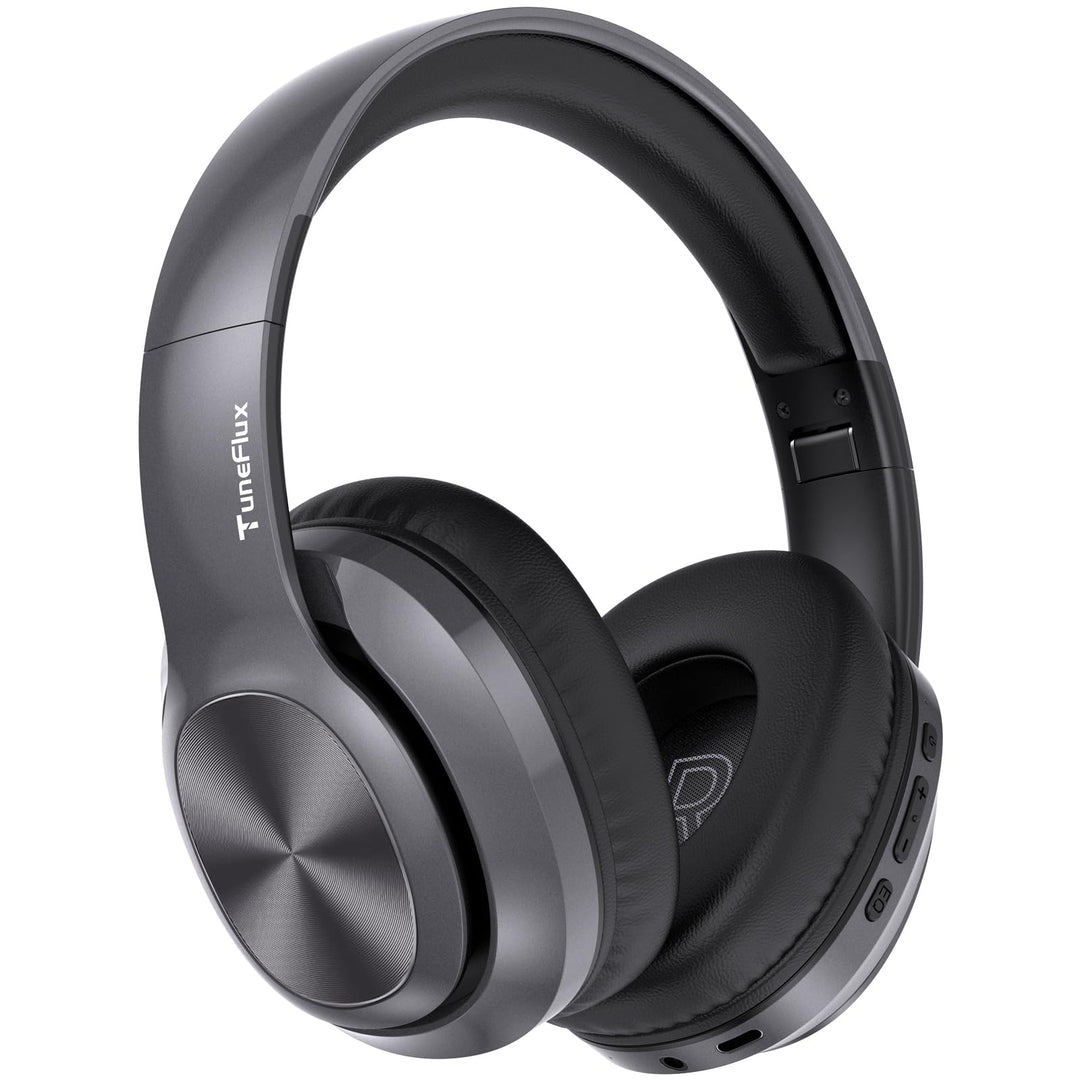 TuneFlux Bluetooth Kopfhörer Over Ear, 80 Std Akkulaufzeit, Kabellos Bluetooth Kopfhörer mit 3 EQ-Mo