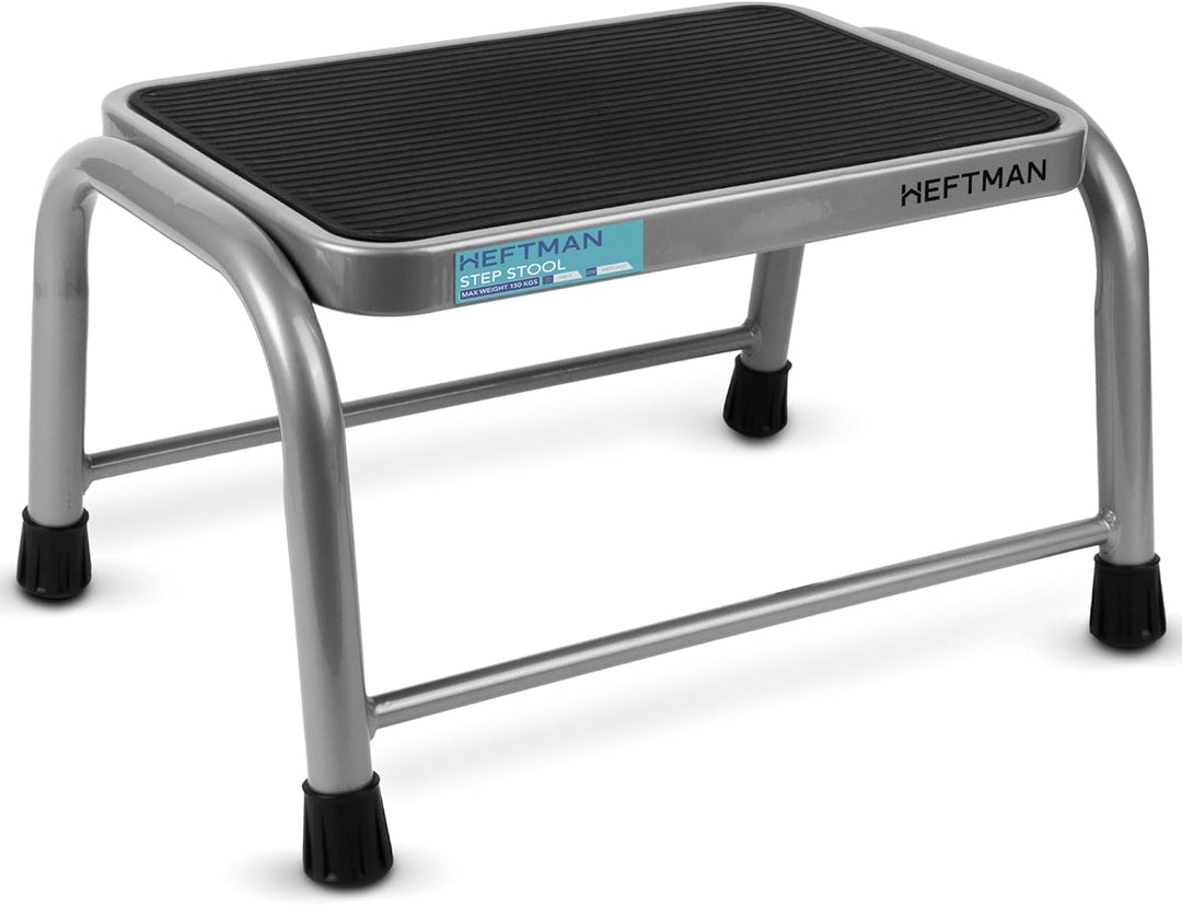 HEFTMAN Grauer Tritthocker – robuster, einzelner Wohnwagen-Tritthocker mit rutschfesten Rillen und G