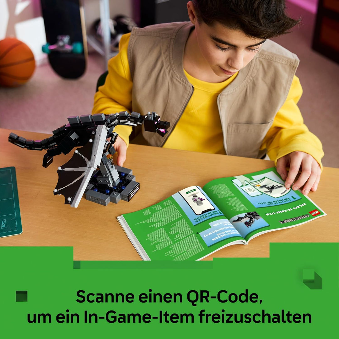 LEGO Minecraft Der Enderdrache - Interaktives Spielzeug mit schlagenden Flügeln und Exit Portal-Stän