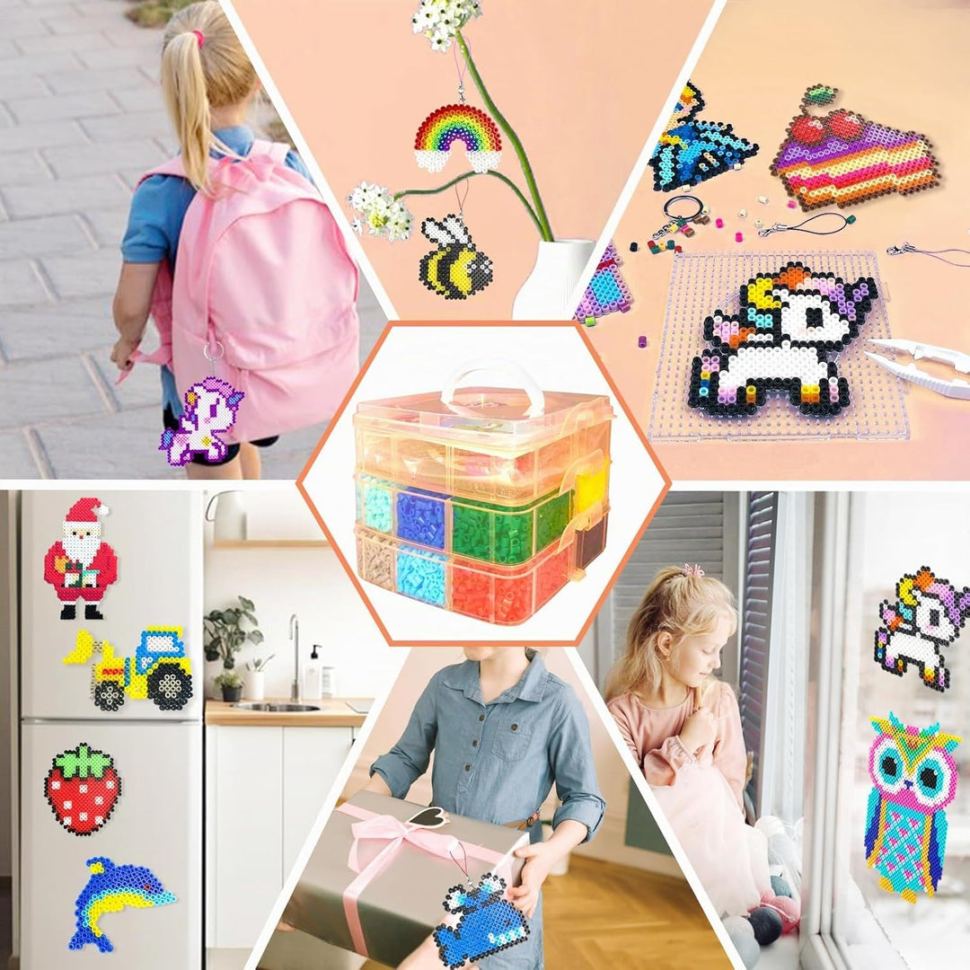 Sicherungsperlen-Set für Kinder – 11000 Sicherungsperlen, 20 Farben, 5 mm Perlen, Bastelsets mit Auf