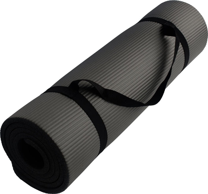 Schildkröt Fitnessmatte, 10 mm, rutschfeste Gymnastikmatte, mit Tragegurt, 183 x 61 x 1,0cm Grau, 96