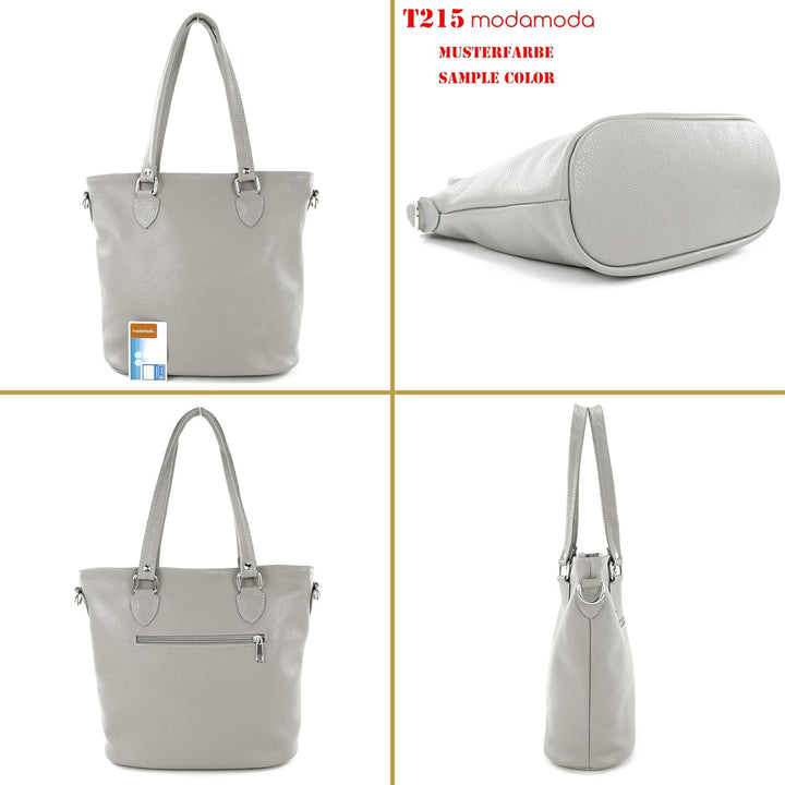 modamoda de - T215 - Italienische Ledertasche Shopper Large Dark Chocolate, Dark Chocolate