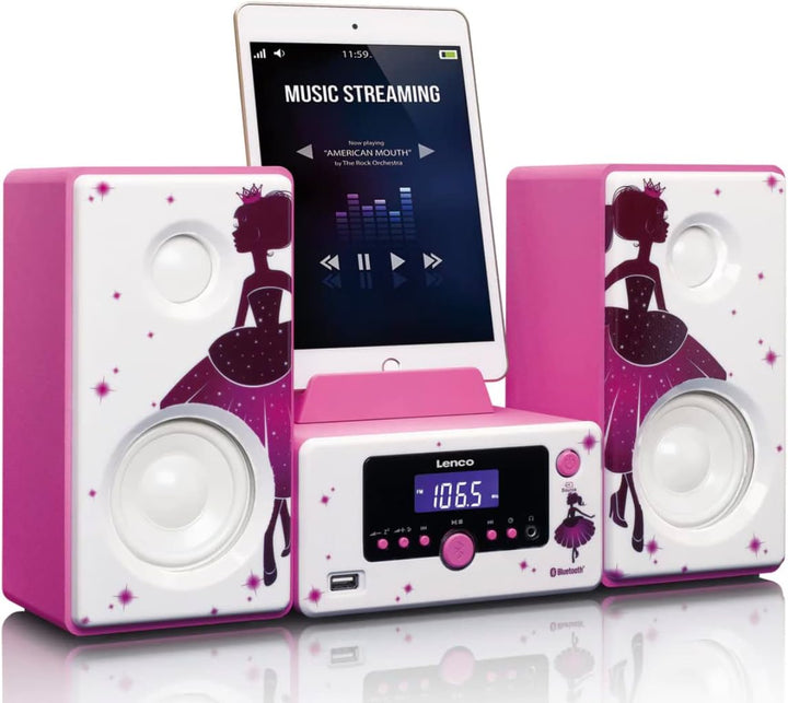 Lenco Stereoanlage MC-020 Kompaktanlage mit Bluetooth, USB und UKW-Radio (Weckfunktion, USB-Lader, A