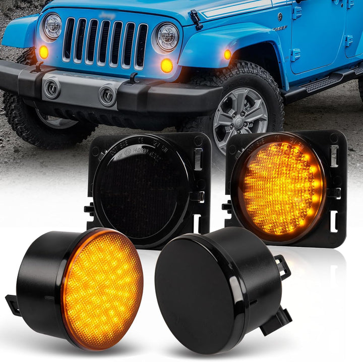 4 Stück LED Front Blinker Seitenblinker für Jeep Wrangler JK 2007-2015, Blinker mit Canbus Fehlerfre