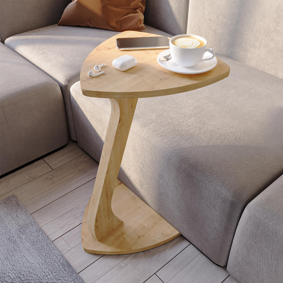Beistelltisch Couch, Kleiner Beistelltisch C-Form, Sofatisch in stylischer Eiche-Optik, Kleiner Couc
