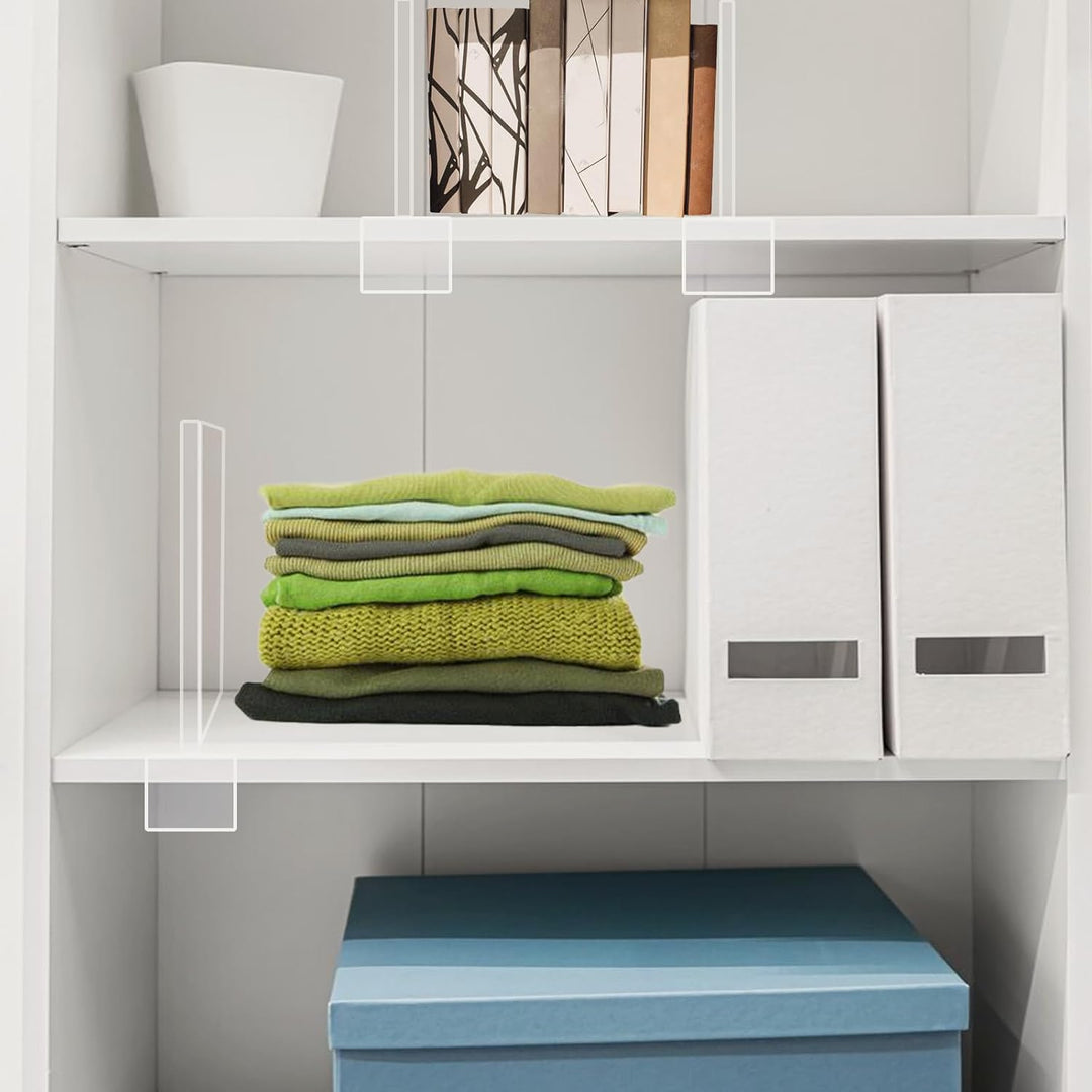 4 PCS Acryl Regalteiler, Klarer Regaltrenner für Kleiderschrank Trenner Regal Trennwand Shelf Divide