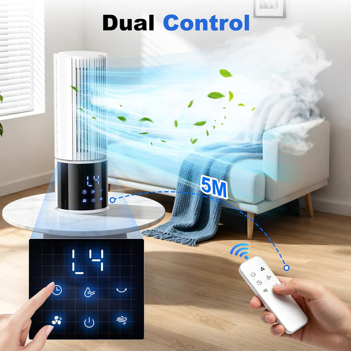 Mobile Klimaanlage 6in1, Luftkühler mit 3 Geschwindigkeiten, Turbo-Modus, Schlafwind, Nebelfunktion
