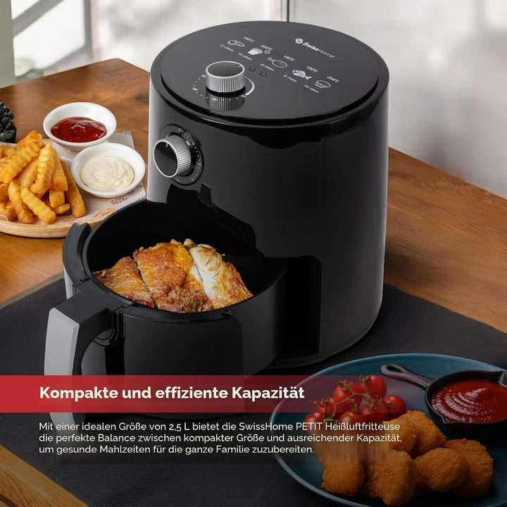 Z SwissHome PETIT - Heissluftfritteuse 2.5L 1200W - Temperatur 80-200°C - Timer 30 Min - Herausnehmb