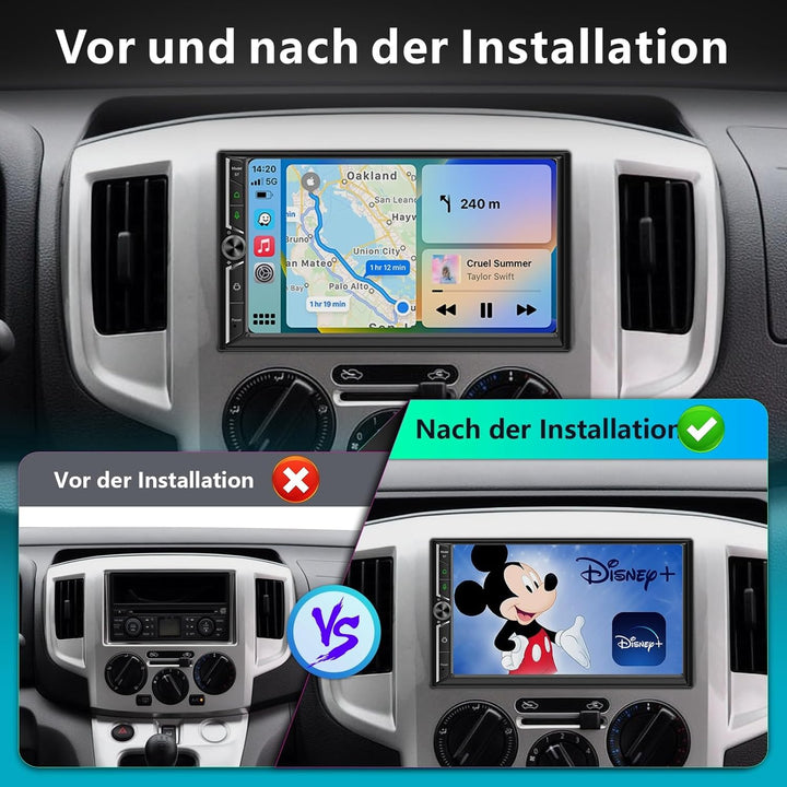 Android Doppel Din Radio mit Wireless Carplay Wireless Android Auto Autoradio mit Bildschirm, 4G+64G
