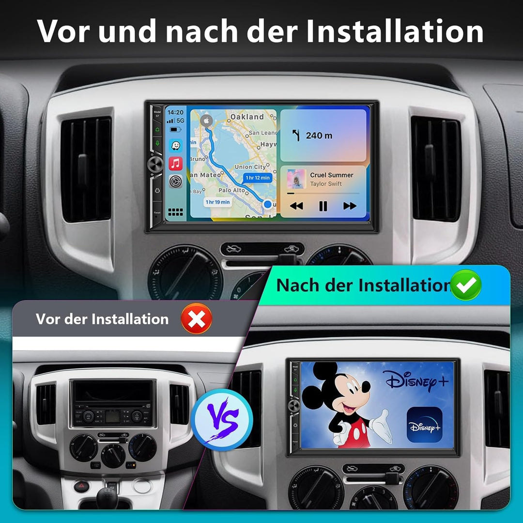 DAB+ Autoradio Android Doppel Din Radio mit Wireless Carplay Wireless Android Auto mit Bildschirm, 8