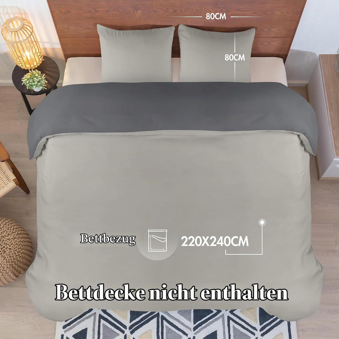 Utopia Bedding Bettwäsche 220x240 Set - Mikrofaser Bettbezug 240x220 cm + 2 Kissenbezüge 65x65 cm -