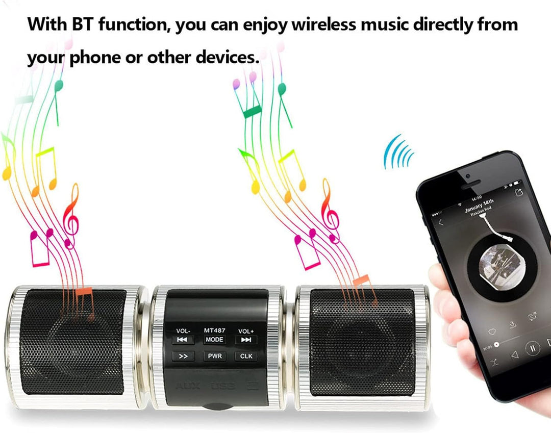 ASHATA Motorrad-Audiosysteme, Motorrad-Bluetooth-Lautsprechersystem, Kabelloses IP54-wasserdichtes D
