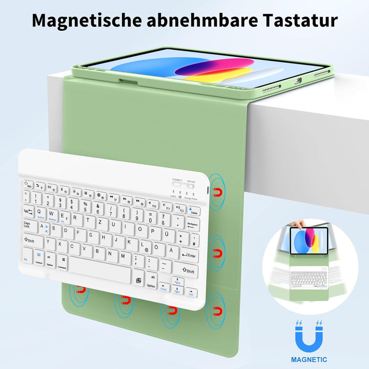 Hülle mit Tastatur für iPad A16 11.Generation 11 Zoll 2025, iPad 10. Generation 2022 10,9 Zoll, Blue