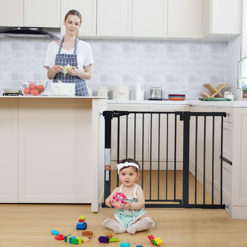 COMOMY 75 – 110 cm Sicherheitsbarriere für Kinder, Sicherheitsbarriere für Hunde, automatisches Schl
