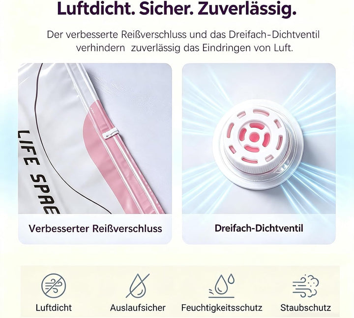 10 Stück Vakuumbeutel Ohne Pumpe (5x 80x100cm, 5x 50x70cm), Extra Dicke Vakuum-Aufbewahrungsbeutel f
