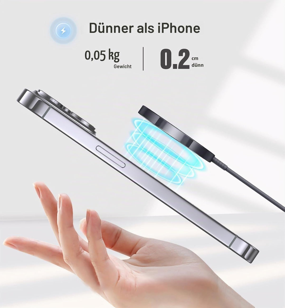 Mag-Safe Ladegerät Wireless Charger iPhone, 15W Schnell Apple induktive ladestation für iPhone 17/16