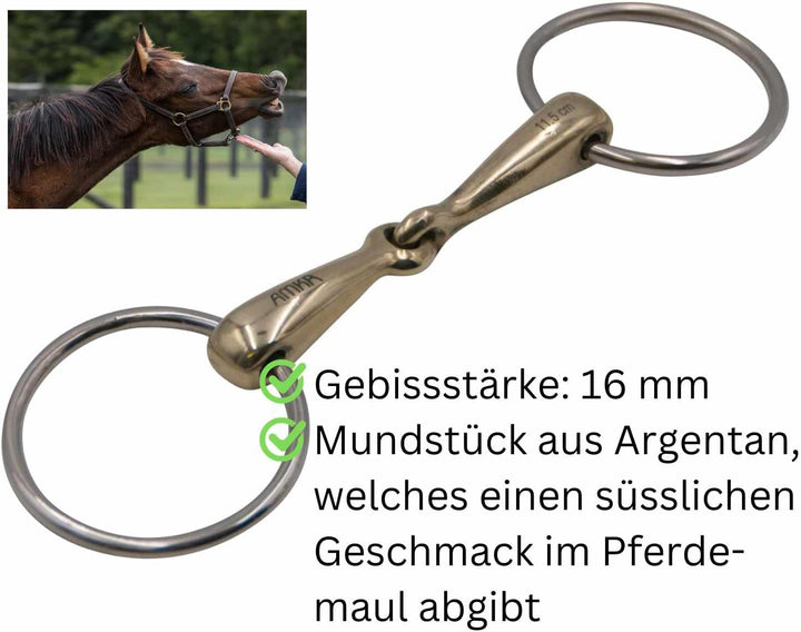 AMKA Wassertrense einfach gebrochen aus Argentan, Stärke 16 mm Ringe 65 mm 13,5, 13,5