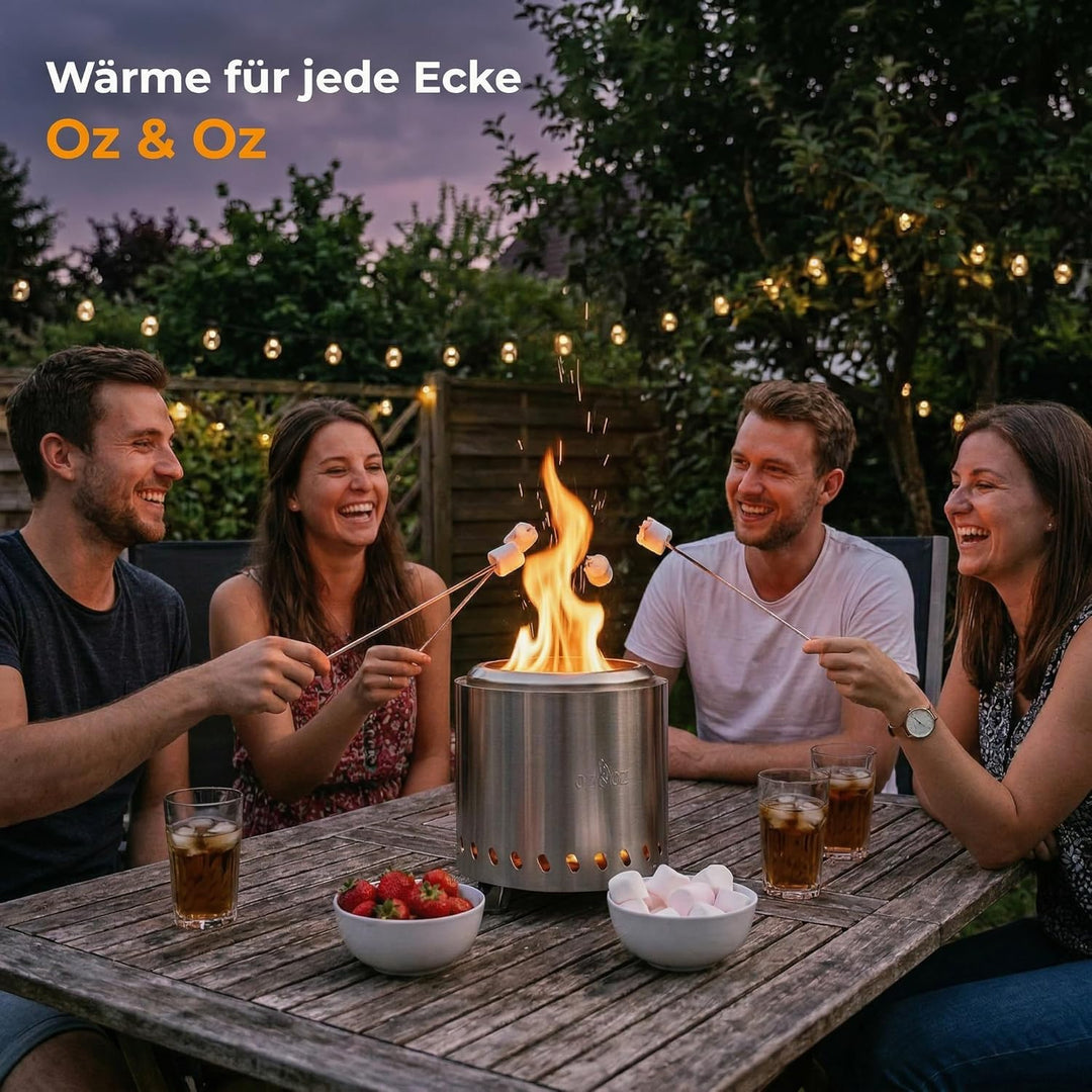 Oz & Oz Feuerschale Tischfeuer - Raucharmer Tischkamin für Pellets und Holz Feuerschalen für den Gar