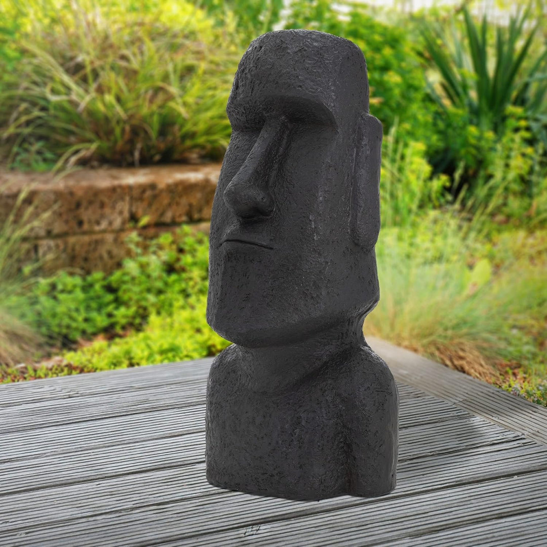 ECD Germany Moai Figur Rapa Nui Kopf 78cm hoch, Anthrazit, aus wetterfestem Kunstharz Polyresin, Ost