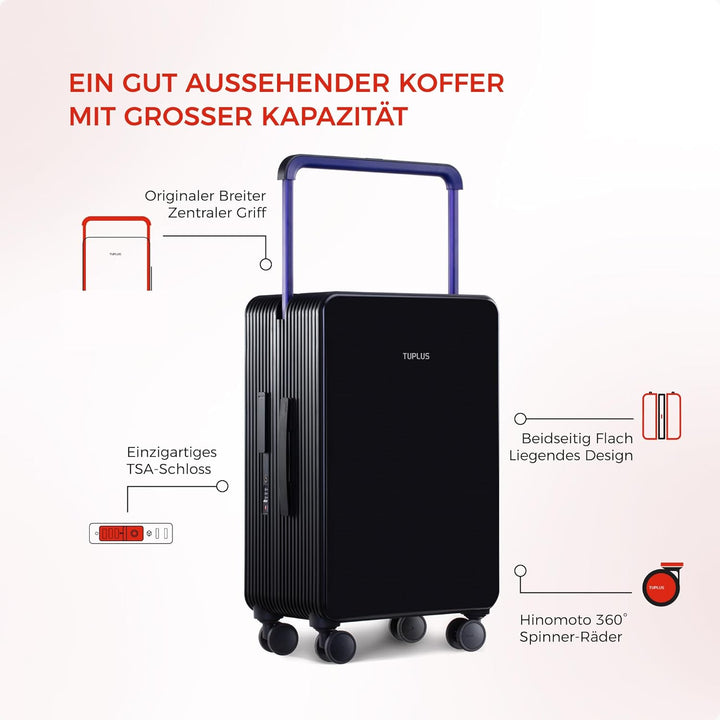TUPLUS Koffer Trolley ABS Rollkoffer mit 4 Rollen Reisekoffer Handgepäck Hartschalenkoffer mit TSA S