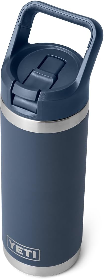 YETI Rambler 530 ml Flasche, vakuumisoliert, Edelstahl mit Strohhalmverschluss, Marineblau, Marinebl
