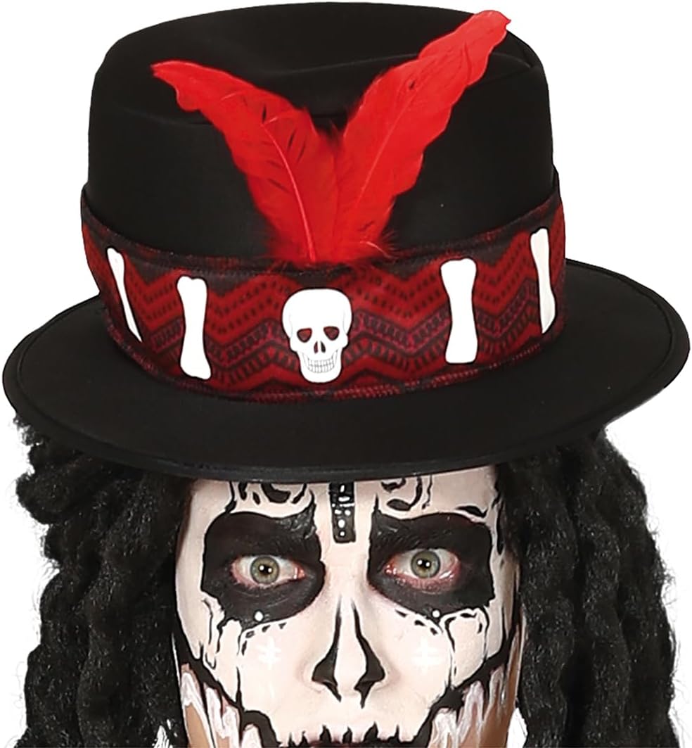 FIESTAS GUIRCA Voodoo Schamane Halloween Kostüm Herren – Hexer Kostüm inklusive Voodoo Doctor Zylind