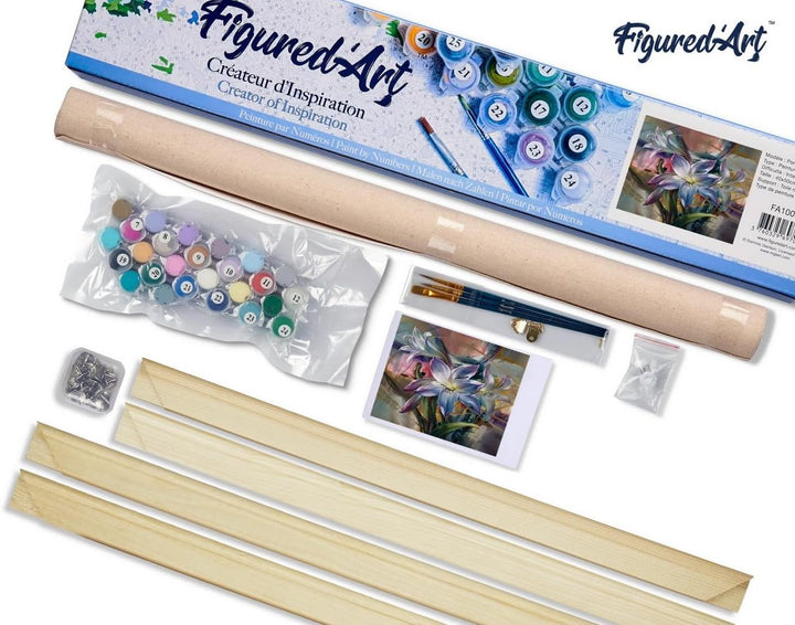 Figured'Art Malen Nach Zahlen Erwachsene Mit Rahmen Bunte Lilie - Paint by Numbers Basteln DIY Baste