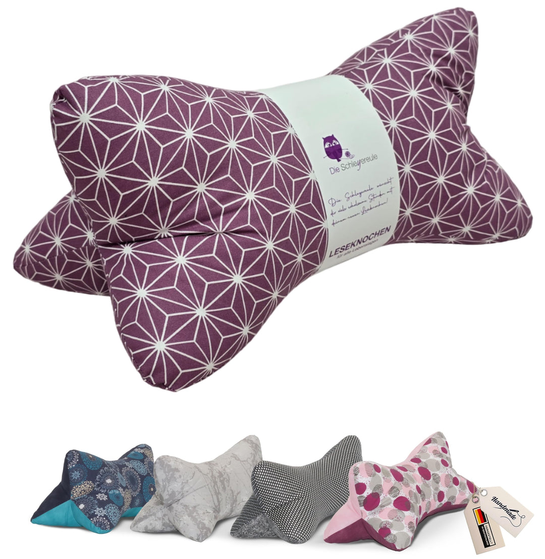 Leseknochen Nackenkissen Handmade in D, waschbar (Origami Lila), Origami Lila