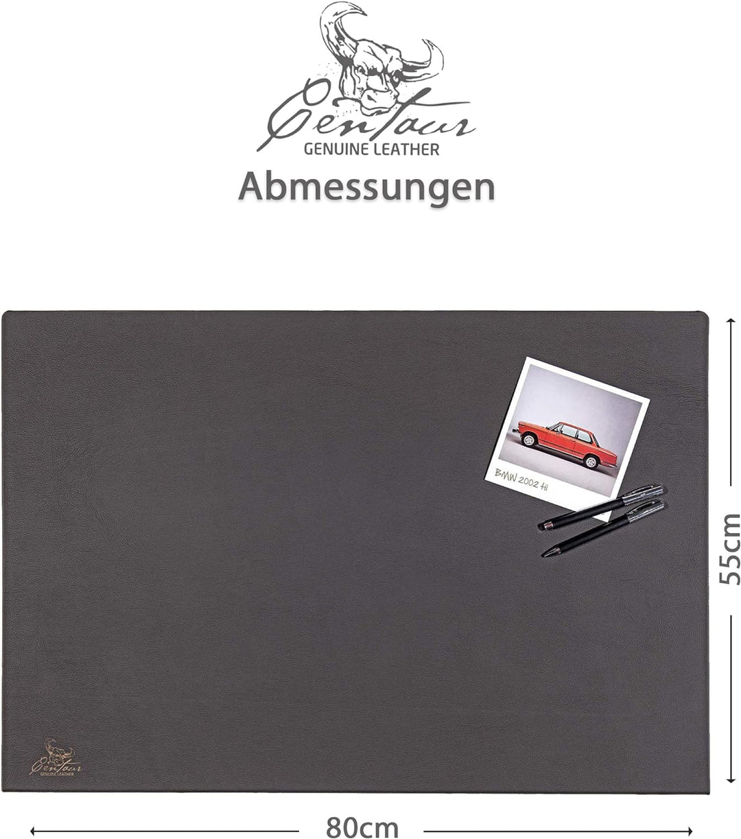 Centaur - Hochwertige Leder Schreibtischunterlage mit 90° Kantenschutz - Chocolate 55x80 cm - ideal