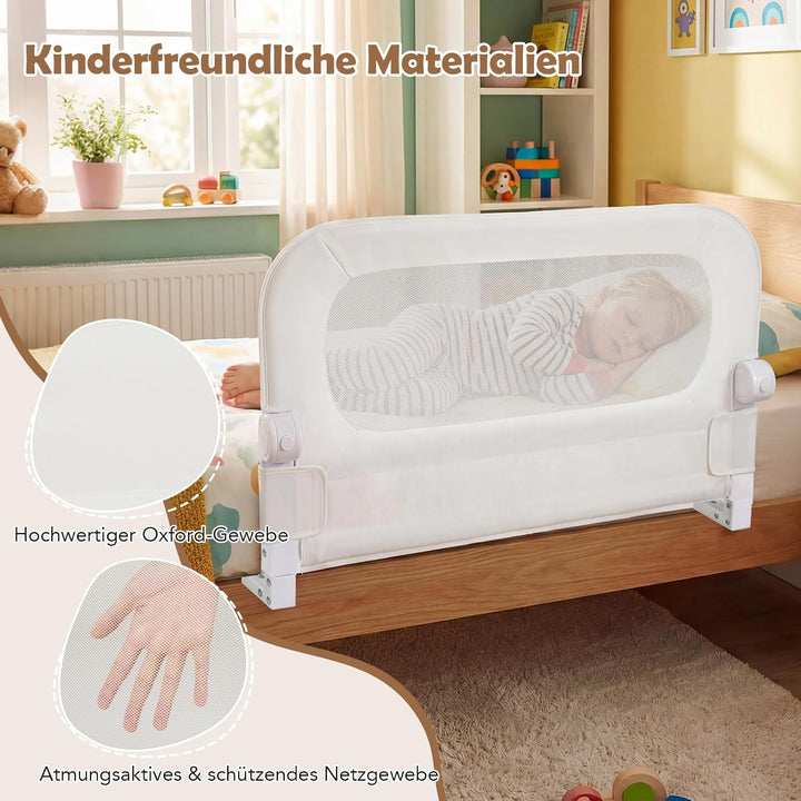 COSTWAY Bettgitter klappbar, 80 x 60 cm Bettschutzgitter mit abnehmbarem Oxford-Bezug, U-förmigem Ge