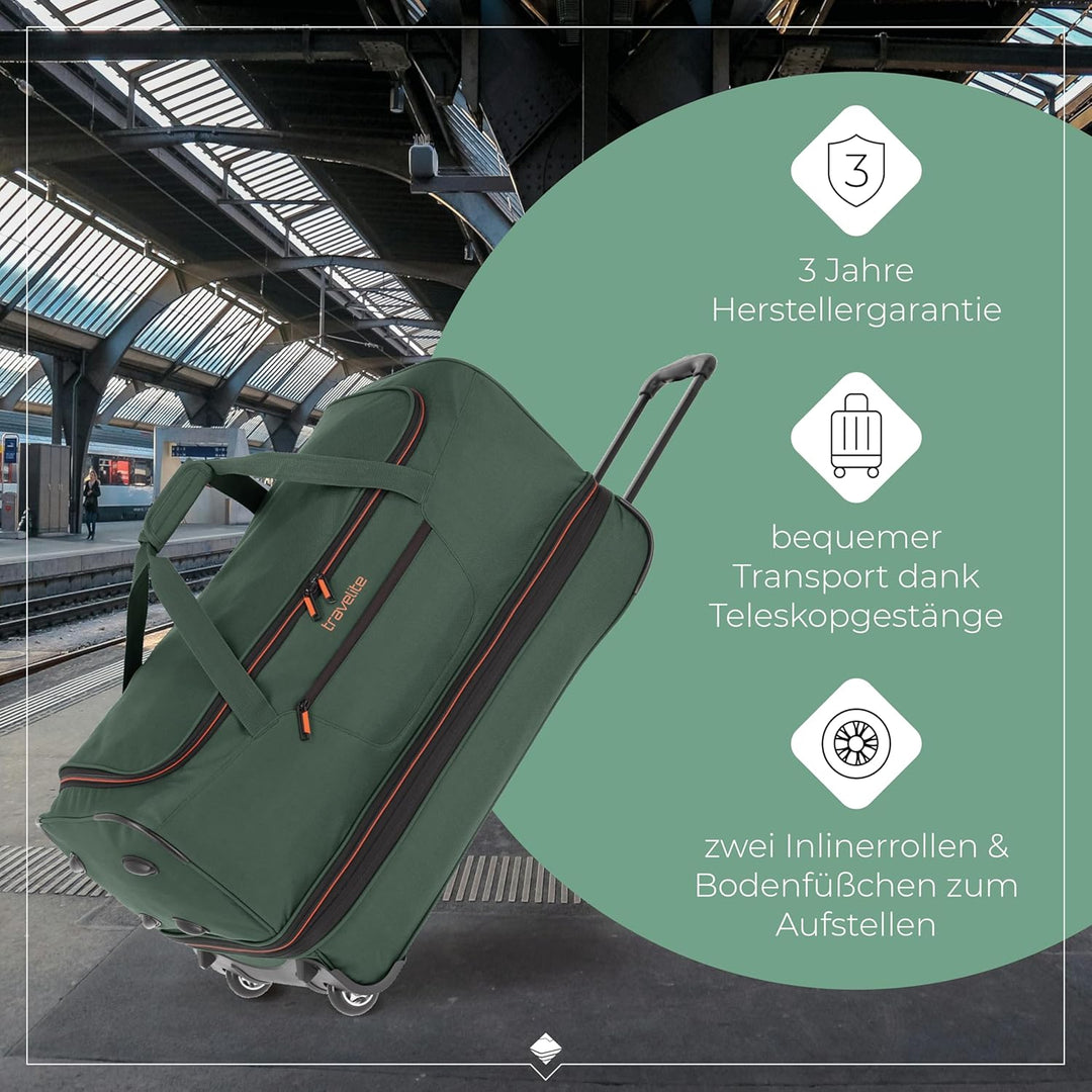 travelite 2-Rad Trolley Reisetasche Gr. L mit Dehnfalte, Gepäck Serie BASICS: Weichgepäck Reisetasch