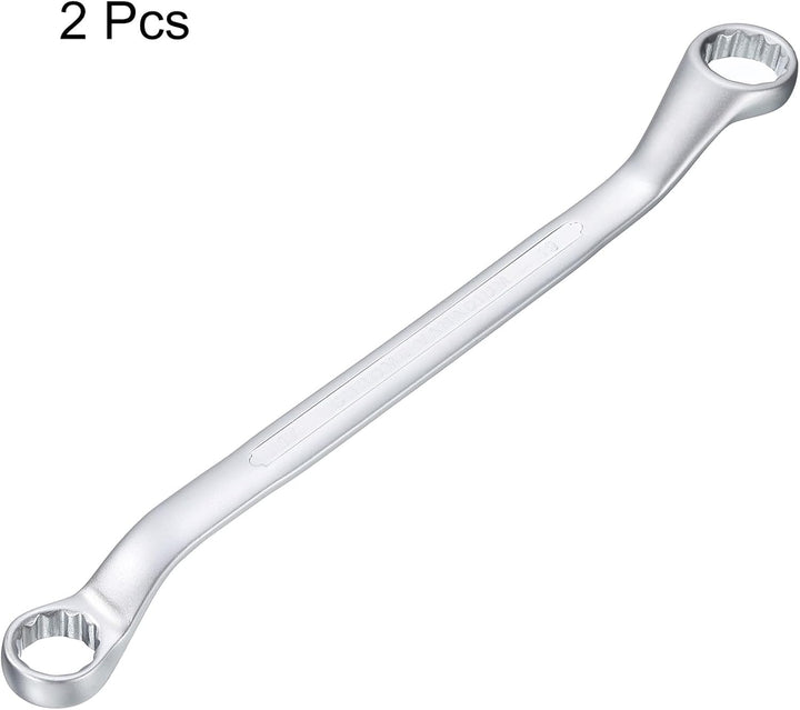 QUARKZMAN 2 Stück 45 Grad Offset Doppel-Ringschlüssel 17 mm x 19 mm, 12-Punkt-Metrischer CR-V-Doppel