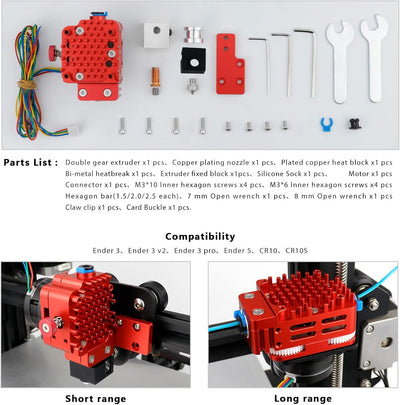 POLISI3D Upgrade Light Universal DDB Dual Gear Extruder Bowden oder Direct Drive Plated Copper Druck