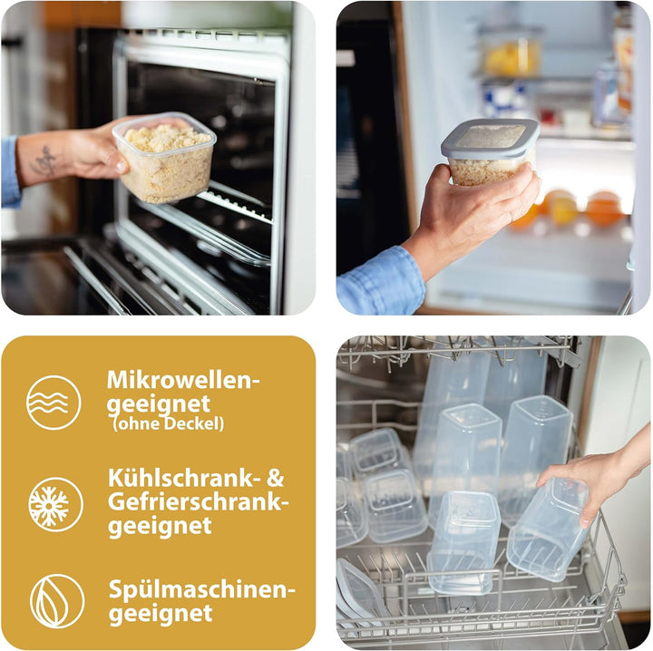 QOONA Luftdichte Vorratsdosen mit Deckel [1000ml - 12er-Set] Hellgrau - Stapelbar & platzsparend für