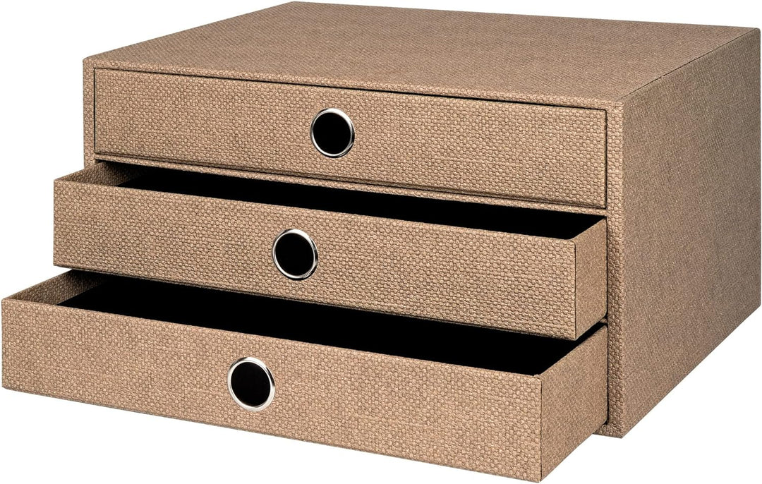 Rössler 1524452603 - S.O.H.O. 3er Schubladenbox für DIN A4, mit Griffloch, Special Line Hazelnut, 34