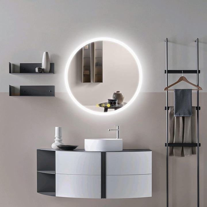 AI-LIGHTING Badspiegel mit Beleuchtung Bluetooth Rund 60 cm Badezimmer Spiegel mit Led Licht, 3 Lich