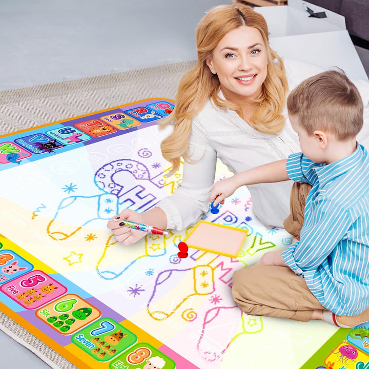 MELAND Wassermalmatte 100×78 cm, Aqua Malmatte mit Wasserstift für Kinder im Alter von 3–6 Jahren, B