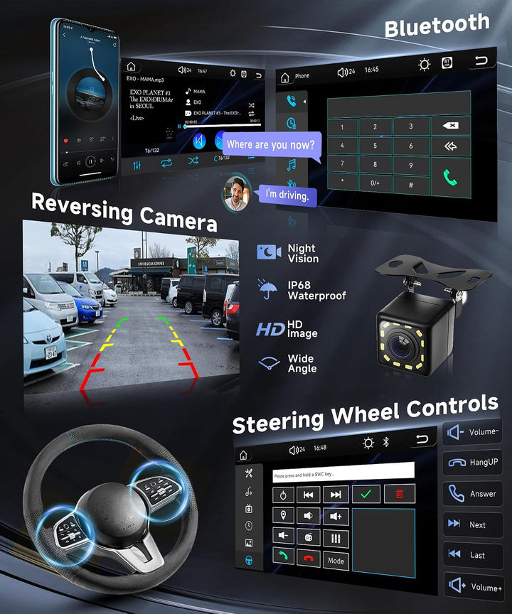VECHTEL Autoradio 1 Din mit Drahtlos Carplay Android Auto, 10&