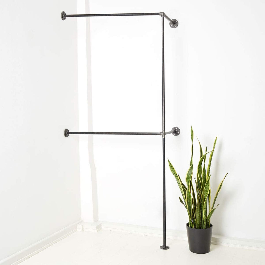 Various Garderobe für die Ecke - div. Grössen, z.B. 60 x 200 cm - Industrial Design Kleiderstange do