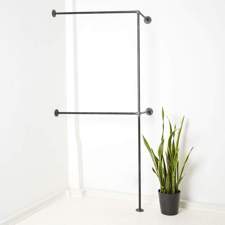 Various Garderobe für die Ecke - div. Grössen, z.B. 120 x 220 cm - Industrial Design Kleiderstange d