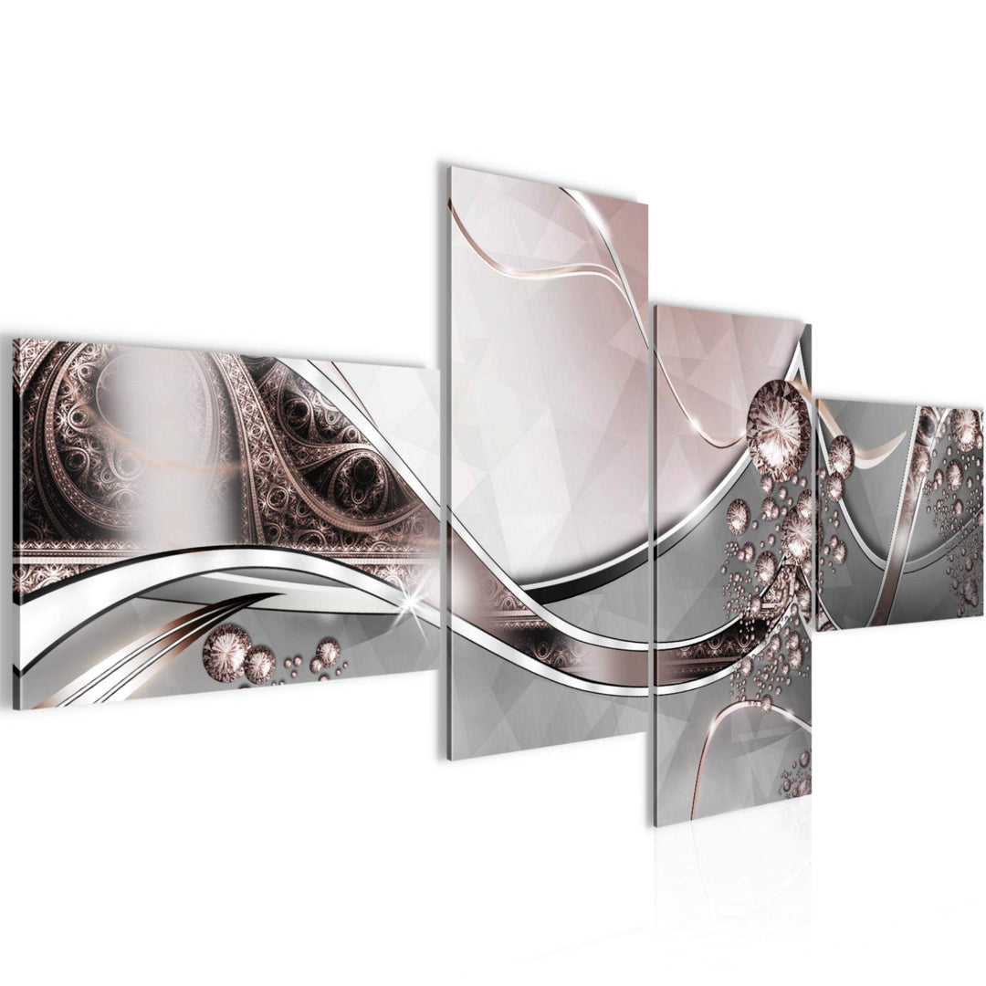 Runa Art Bild Modern Abstrakt - Made in Germany - Wandbilder Diamant Grau Rosa 4 Teilig 109142a 100