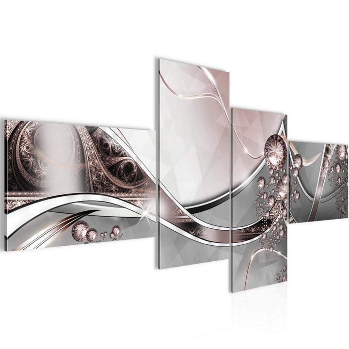 Runa Art Bild Modern Abstrakt - Made in Germany - Wandbilder Diamant Grau Rosa 4 Teilig 109142a 100