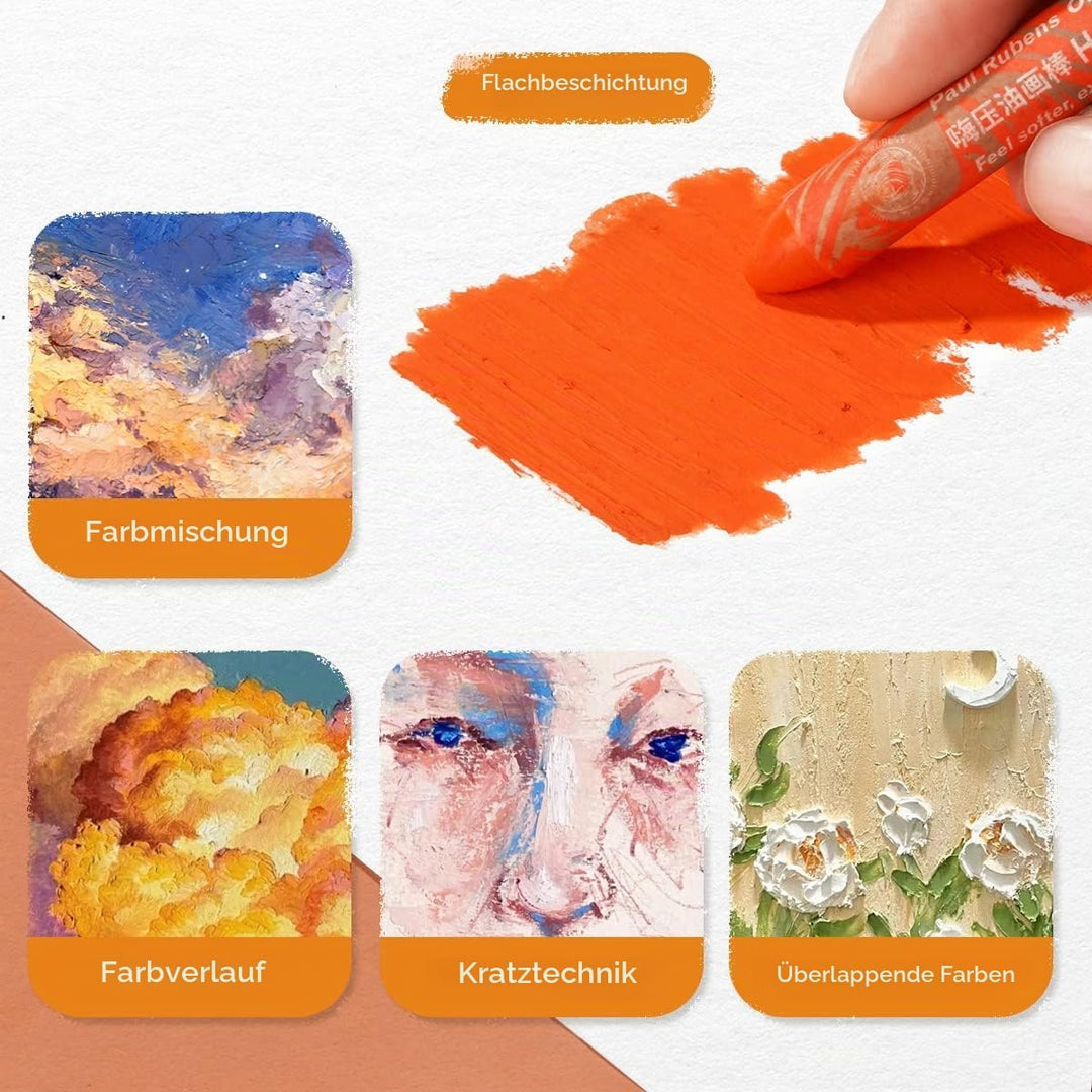 Paul Rubens Ölpastellkreide Set, 72 Farben Oil Pastels Weiche Pastellfarben für Künstler, Studenten