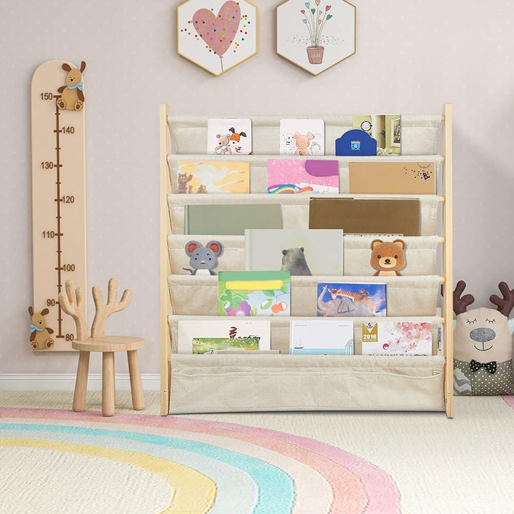 HUOLE Bücherregal für Kinder, 6-Ebenen-Regal für Bücher, Schulzubehör für Kinderzimmer, Kindergarten