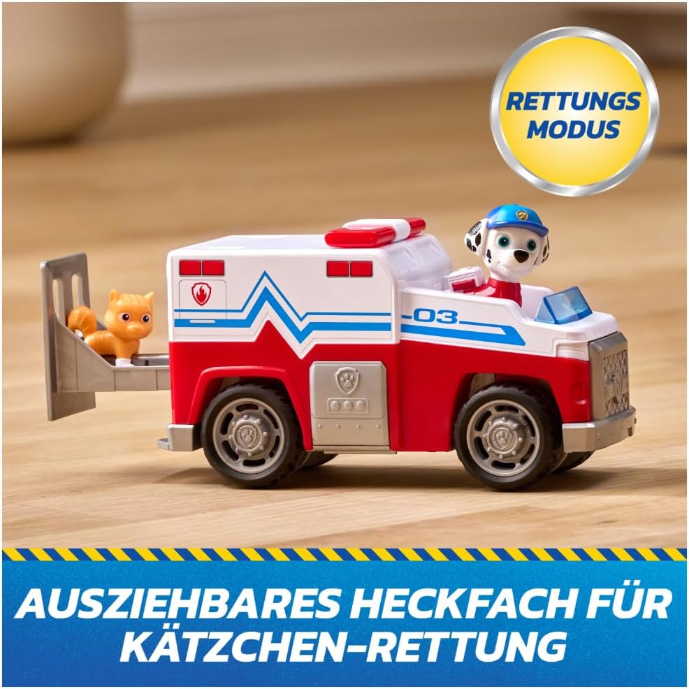 PAW PATROL - Search &amp; Rescue: Marshalls Rettungsfahrzeug, Fahrzeug mit Rückziehmotor, ca. 15cm, inkl