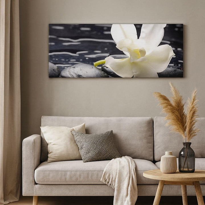 Panorama Bilder auf Leinwand 100x40cm Leinwandbild Spa Orchidee Steine Wasser Gross Wanddeko Bild Sc