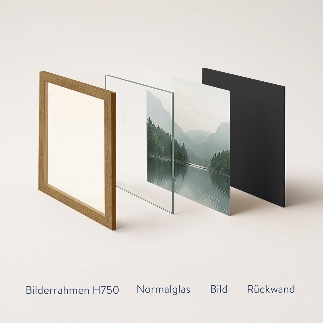 WANDStyle Bilderrahmen Strandhaus Stil 30x30cm I Farbe: Eiche-Optik I Fotorahmen I rustikaler Bilder