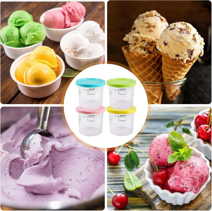 BORDEAG Behälter für Ninja Creami - 4 Stück Eisbehälter, Ersatz für NC501EU, NC500EU Zubehör