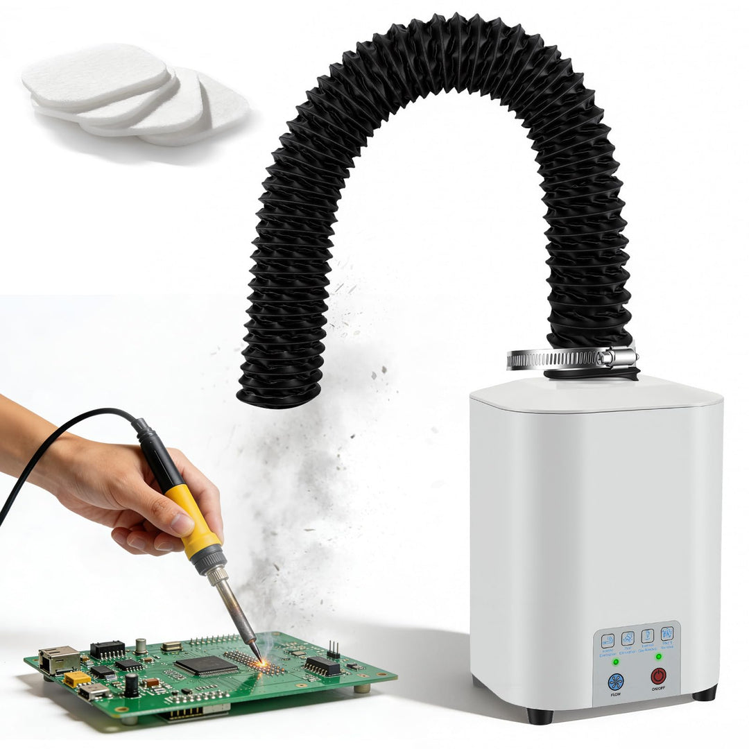 Lötrauchabsaugung 50W Desktop Absauger 128 m³/h, 3-Stufen-Filtersystem mit Aktivkohle+HEPA, Kompakte