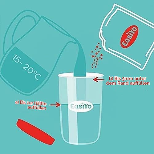 Roter EasiYo Joghurtbereiter (1kg) Starterset | Enthält 4 Beutel Naturjoghurt, Erdbeere, Vanille und